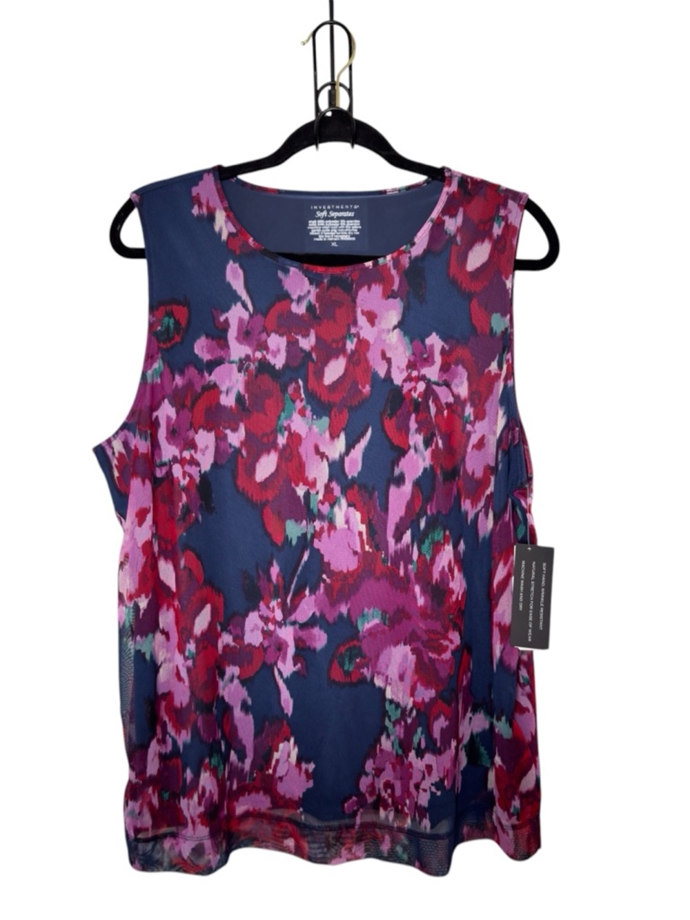 Investments XL Watercolor Floral Print Wrinkle Resistant Blouse Artsy Watercolor